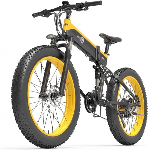 Bezior X1500 Folding Electric Mountain Bike, 26 x 4.0 Fat Tires, 1500W Motor 48V 12.8Ah Removable IP54 Waterproof Battery, Shimano M2000 9-Speed Gear, Max Speed 40km/h, 100KM Mileage Max Load 200KG