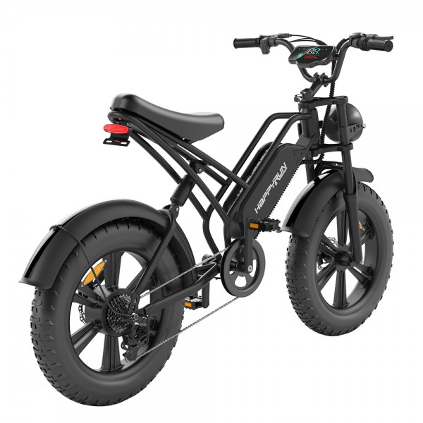 HAPPYRUN HR-G50 Electric Bike 20*4.0 Inch Fat Tires 48V 18Ah Battery 750W Motor 45Km/h Max Speed Retro Ebike Max Load 150kg Shimano 7-Speed Gear