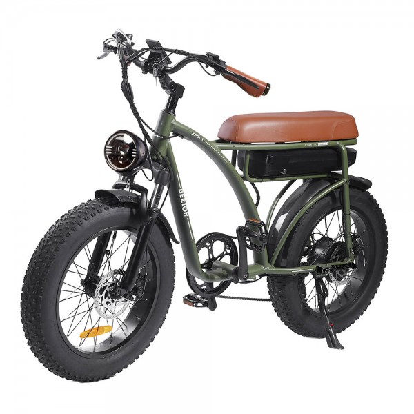 BEZIOR XF001 Retro Electric Bike 20*4.0 Inch Fat Tires 1000W Motor 12.5Ah 48V Battery 28MPH Max Speed 265lbs Max Load Shimano 7-Speed Dual Mechanical Disc LCD Display