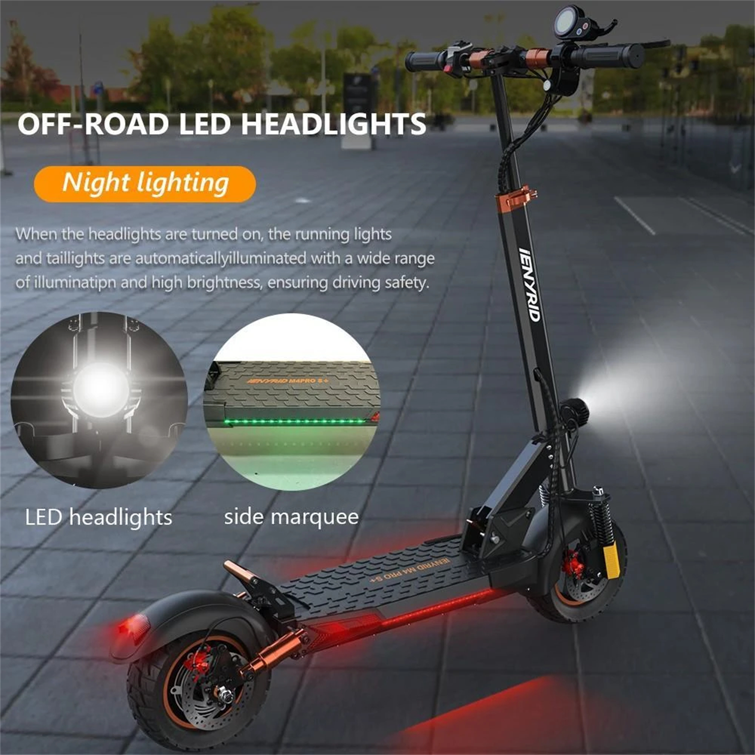 iENYRID M4 Pro S+ Off Road Electric Scooter 10 Inch Tires 800W Motor 48V 10Ah Battery for 15.5-22 miles Mileage 330 lbs Load with Seat
