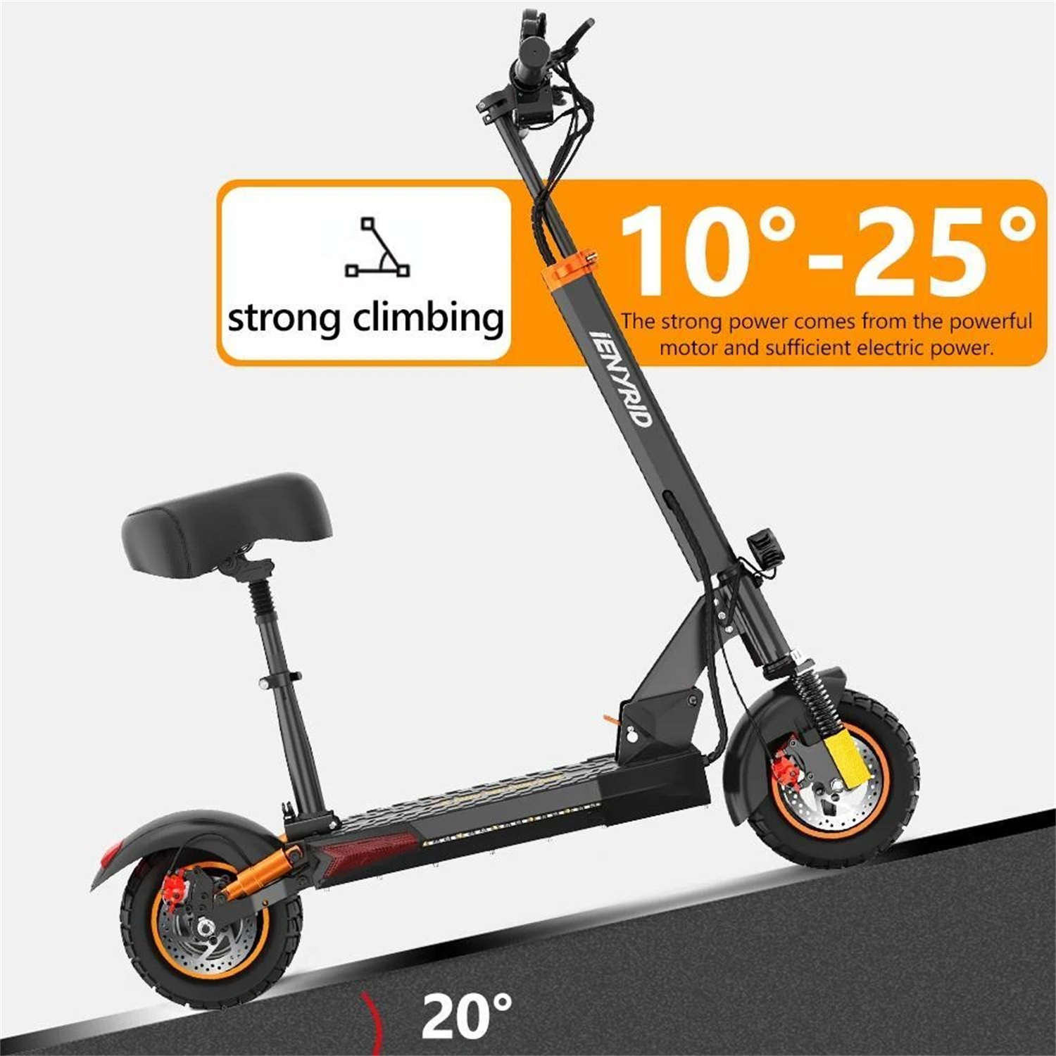 iENYRID M4 Pro S+ Off Road Electric Scooter 10 Inch Tires 800W Motor 48V 10Ah Battery for 15.5-22 miles Mileage 330 lbs Load with Seat