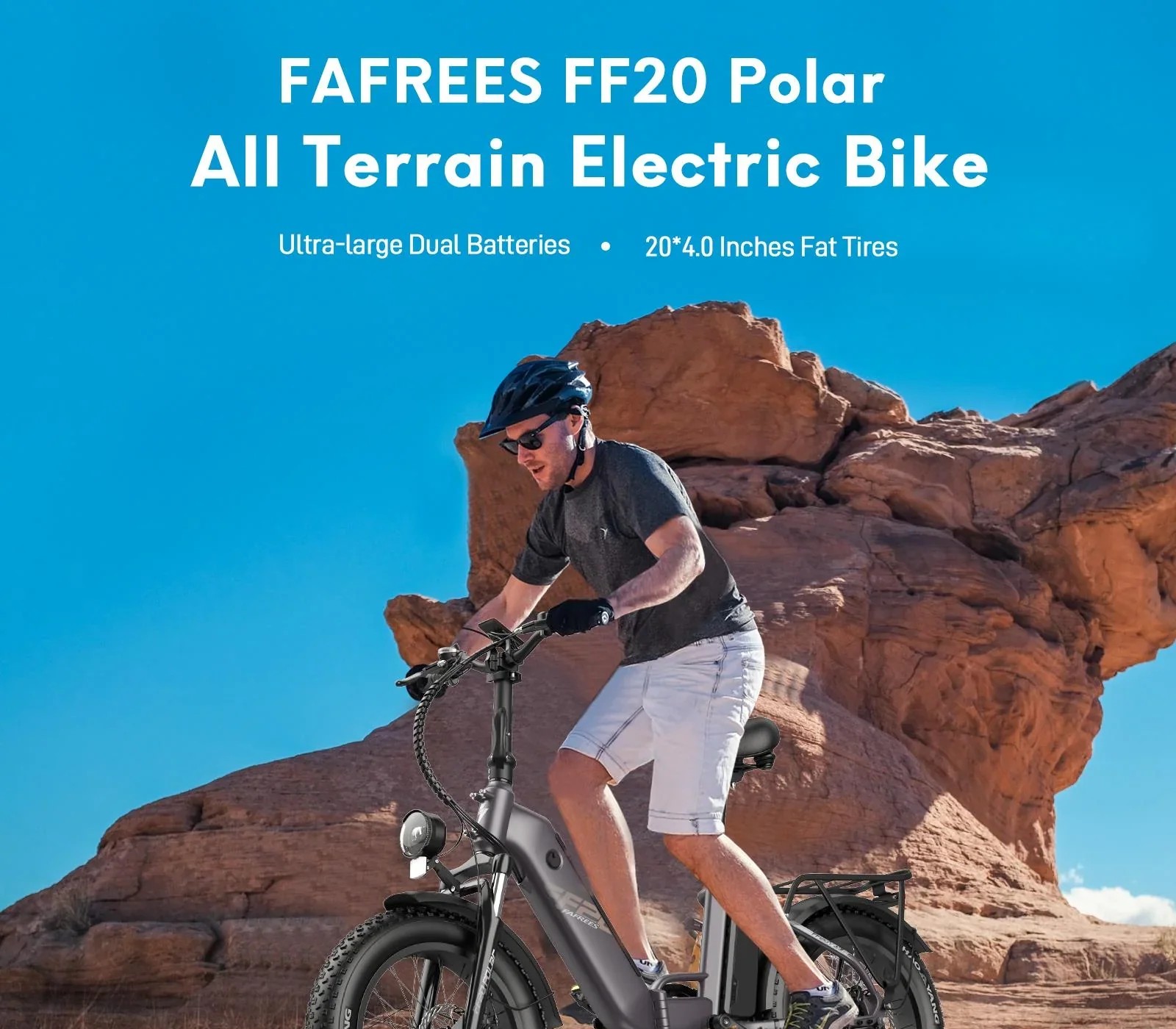 FAFREES FF20 Polar E-Bike 48V 500W Motor Dual 10.4Ah Batteries for 150KM Range 20*4.0 Inch Fat Tire Double Disc Brakes Shimano 7-Speed Gear LCD Display