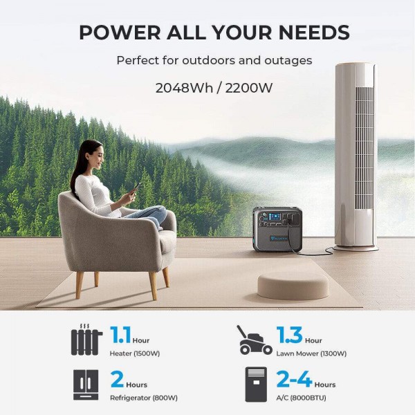 BLUETTI AC200MAX 2048Wh 640000mAh Portable Power Station With 2200W AC Output