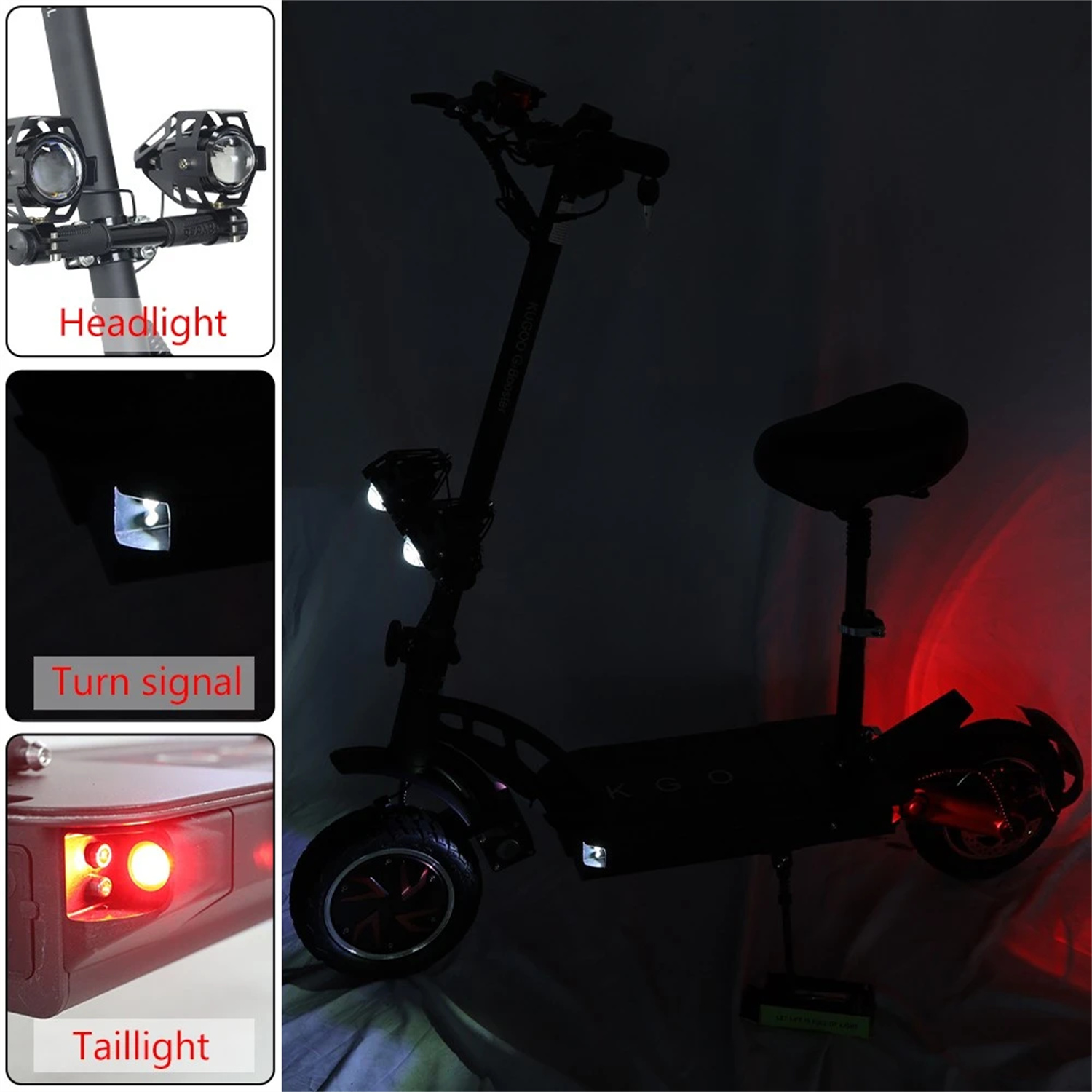 KUGOO G-Booster Folding Electric Scooter 10 Inch Tires 2*800W Dual Motors 3 Speed Modes Max 55Km/h Speed 48V 23AH Battery for 85KM Range Max Load 120KG Dual Disc Brakes with Seat