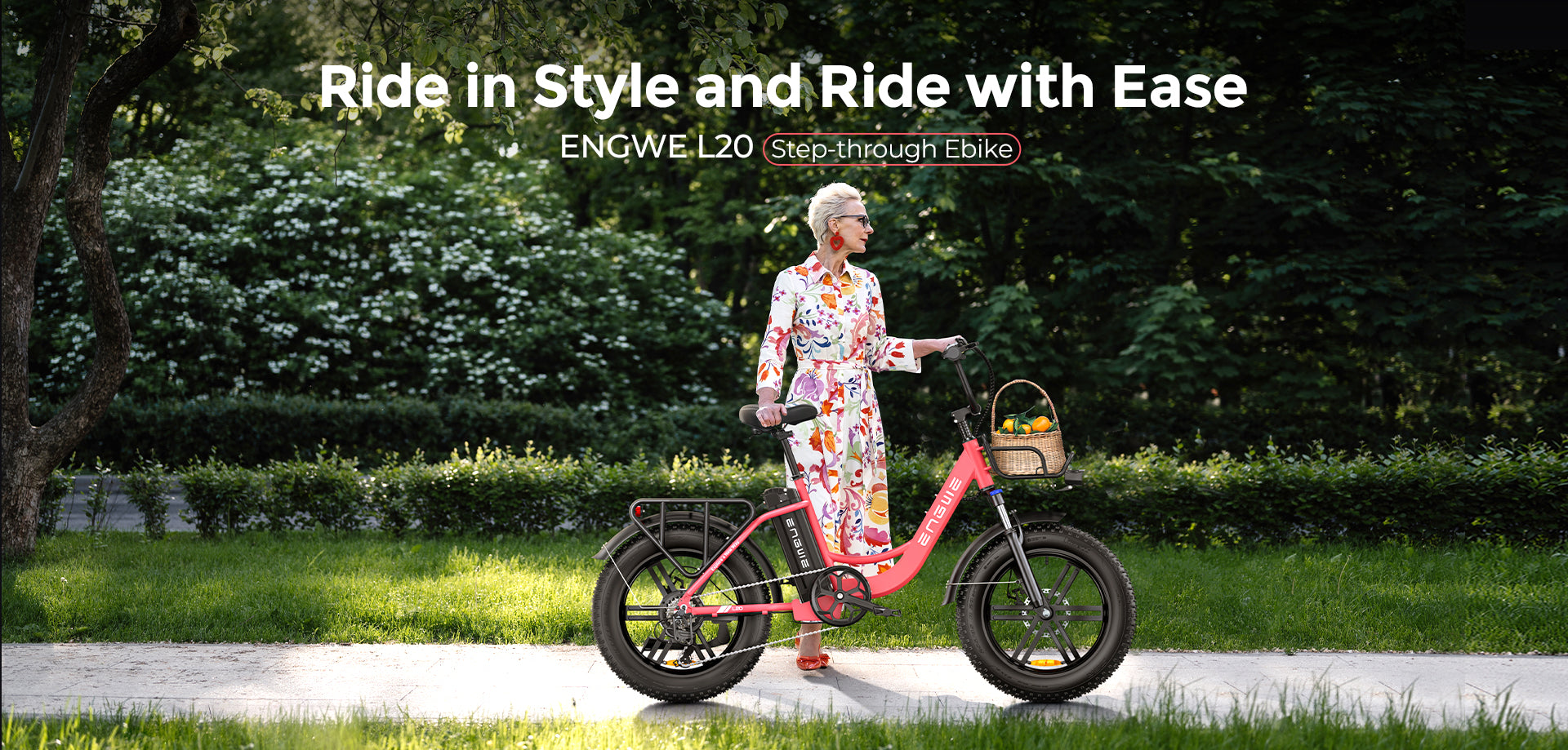 ENGWE L20 Electric Bike 20*4.0 inch Fat Tire 750W Motor 25MPH Max Speed 48V 13Ah Battery 90Miles Range Max Load 120kg Shimano 7-Speed Transmission