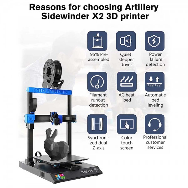 Artillery Sidewinder X2 3D Printer ABL Auto Calibration Titan Direct Drive Extruder
