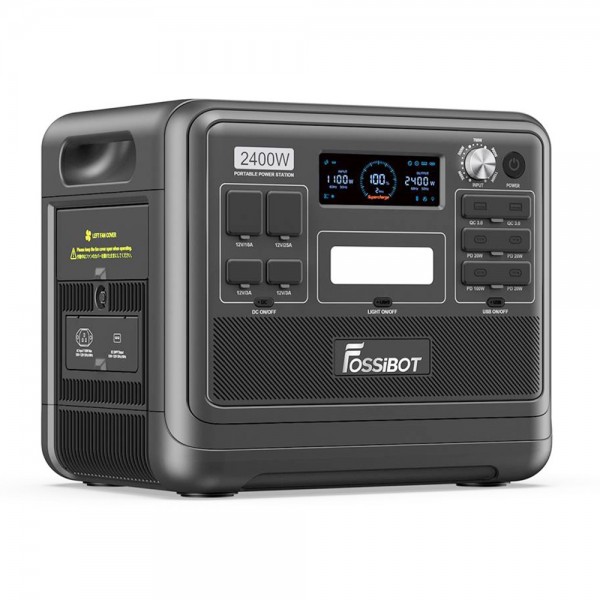 FOSSiBOT F2400 Portable Power Station 2048Wh LiFePO4 Battery 2400W Output Solar Generator 16 Output Ports