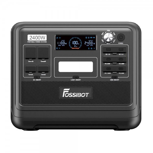 FOSSiBOT F2400 Portable Power Station 2048Wh LiFePO4 Battery 2400W Output Solar Generator 16 Output Ports