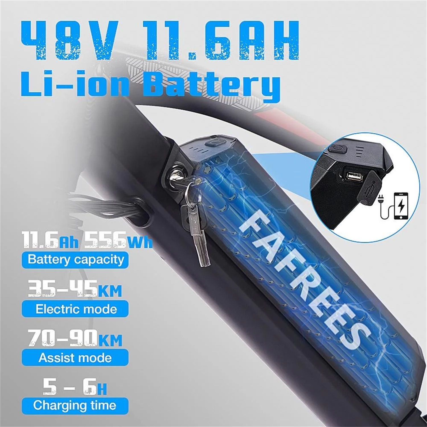 Abnehmbare 48v 11,6ah Batterie