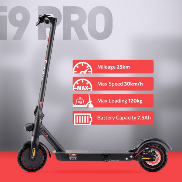 IScooter I9 Pro Electric City Scooter 8.5 Inch Honeycomb Tire 350W Motor 7.5Ah Battery 30km/h Max Speed 25km Range