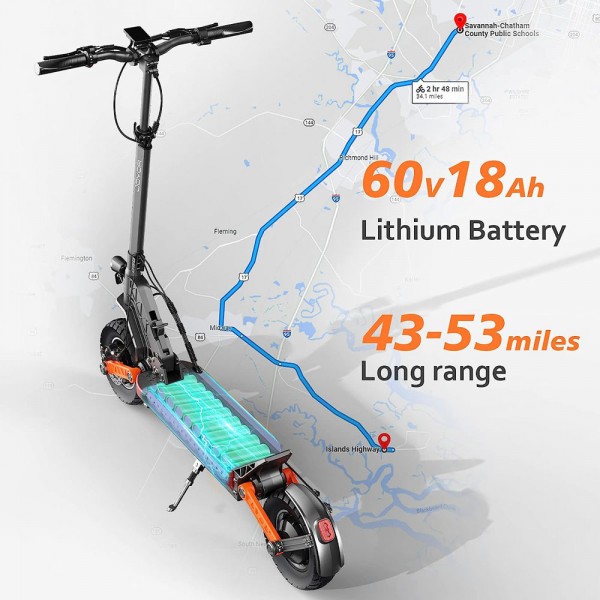 JOYOR S10-S Off Road Electric Scooter Dual 1000W Motor 60V 18Ah 10 Inch Soild Tire Dual Disk Brake System