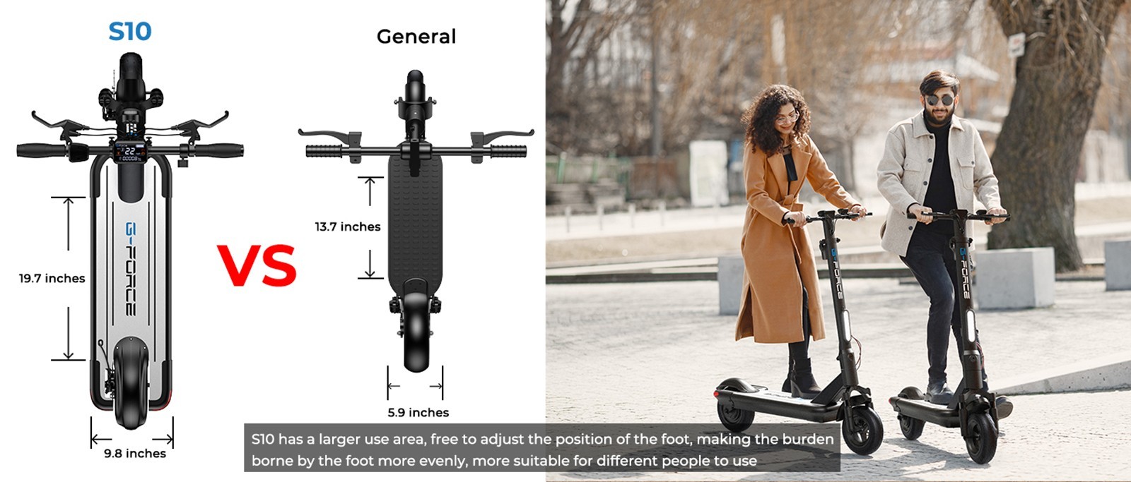 G-FORCE S10 10 Inches Electric Scooter 500W 48V 12Ah Dual Disc Brake