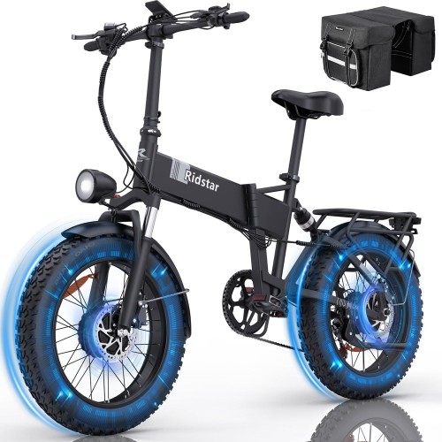 Ridstar H20 Pro Bicicleta eléctrica dobrável para adultos 20 polegadas 2*1000W Motores duplos 48V 23AH