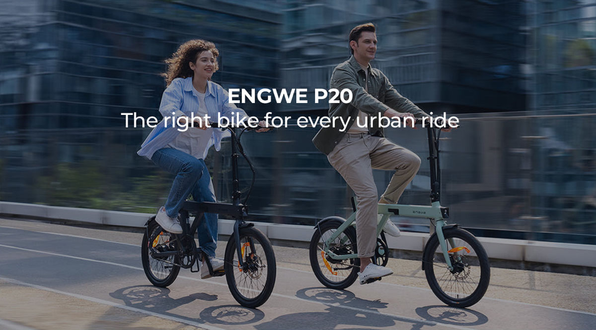 ENGWE P20 20 pouces Vélo électrique urbain pliant 250W 9.6Ah Frein à disque Max 25km/h 100km d'autonomie