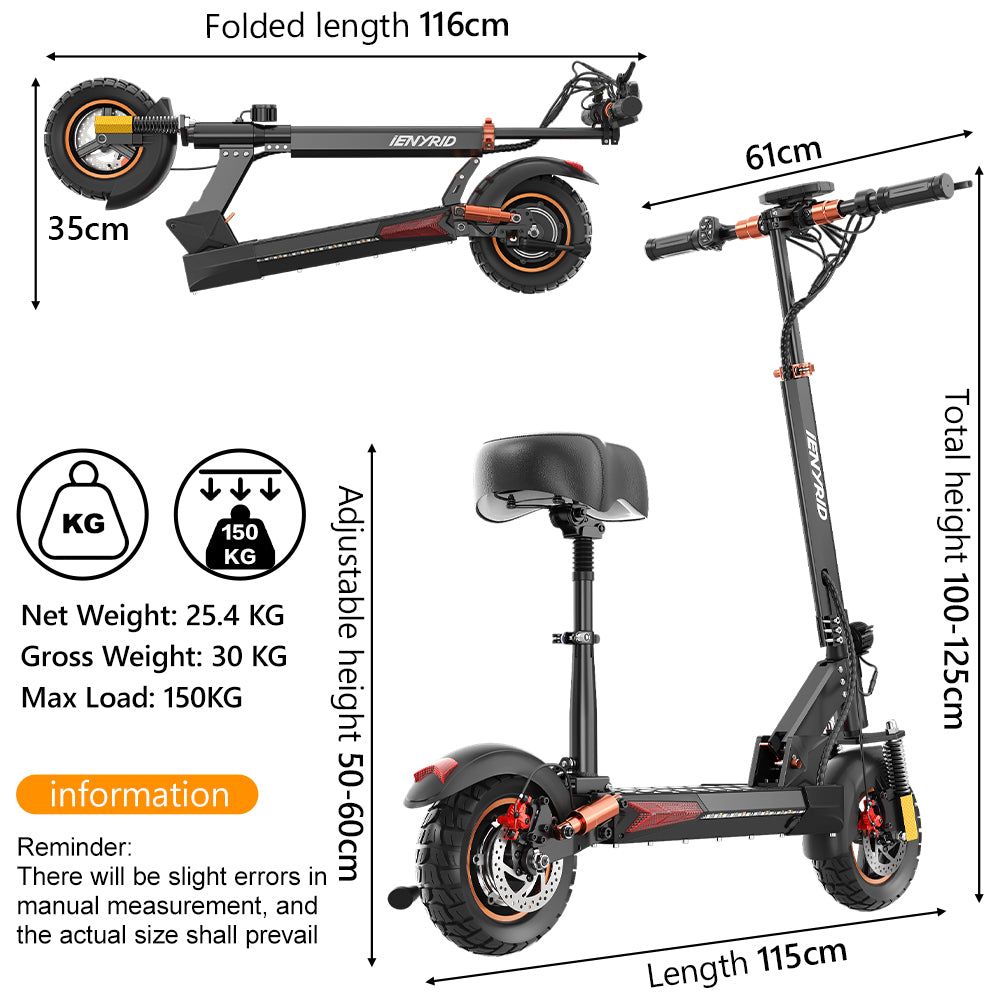IENYRID M4 PRO S+ MAX Terenski električni skuter 800 W Motor 10 inčna pneumatska guma 20 Ah baterija
