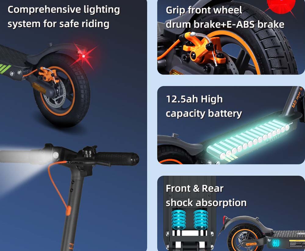 HONEYWHALE M2 MAX-B Scooter elettrico pieghevole 10 pollici Pneumatico 500W motore 12.5Ah Batteria 32km/h 32km Range con Seat Segnale di svolta