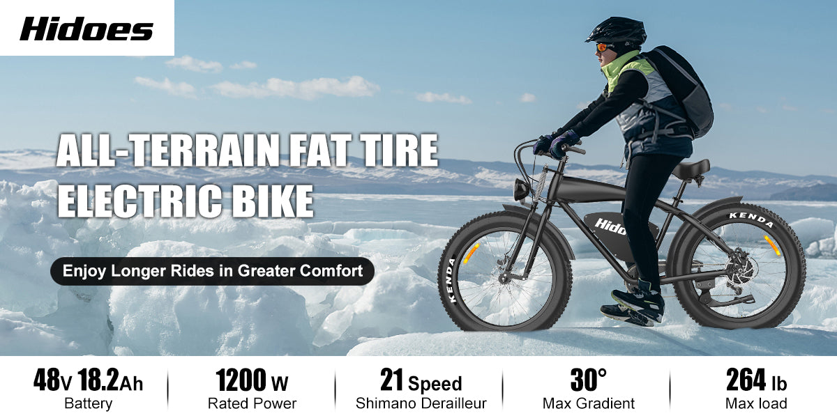 Hidoes B3 električni brdski bicikl 26*4 inča debela guma 1200W motor 18.2Ah baterija Max 25km/h 50-60KM domet