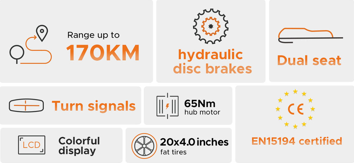 ENGWE M1 Vélo électrique 250W Moteur 20*4.0 pouces Fat Tire 48V 15.6Ah+13Ah Batteries doubles 170km d'autonomie
