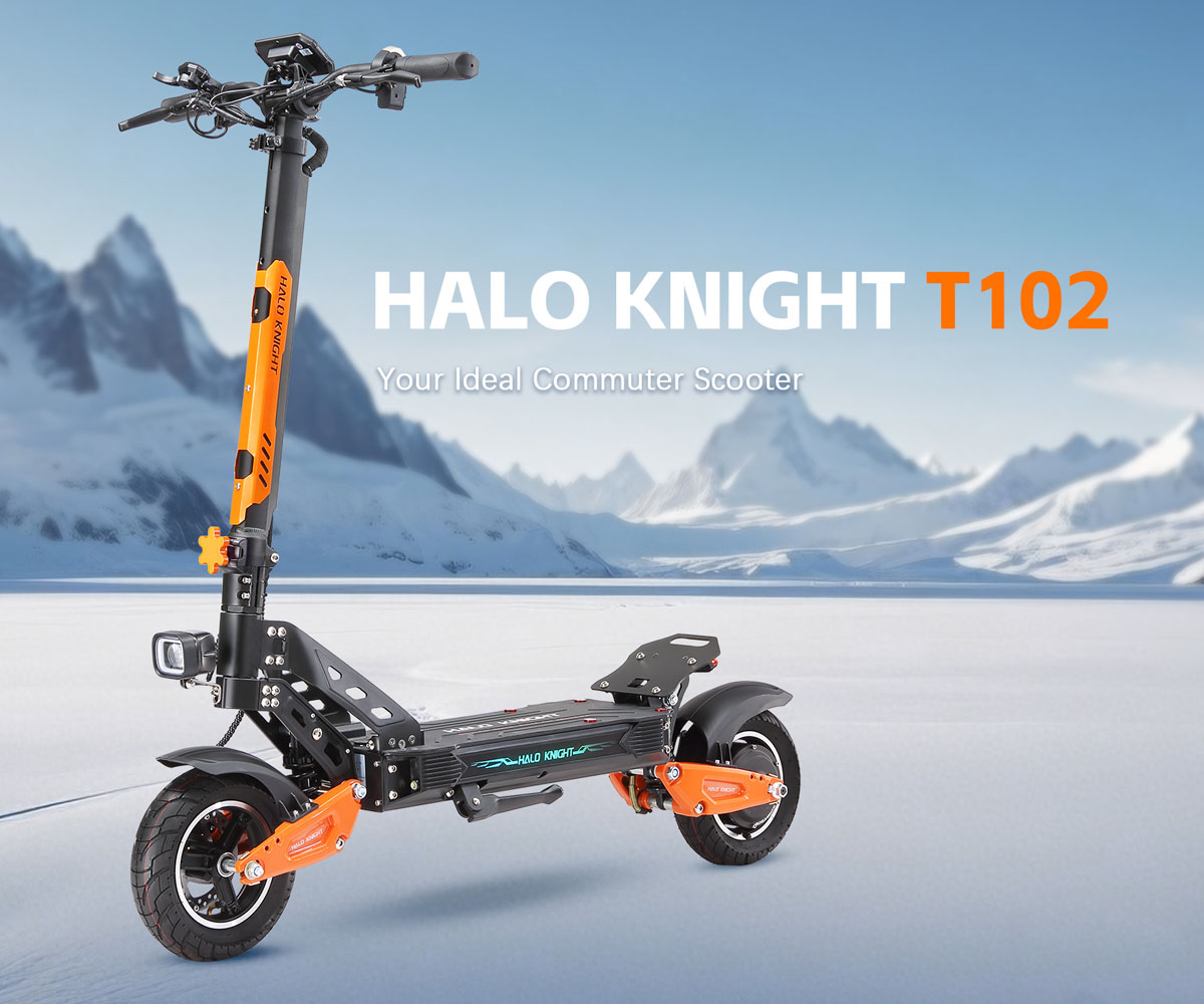 Scooter électrique Halo Knight T102 Pneus 10 pouces Batterie 21Ah 52V Moteur 1200W Autonomie 45km Déverrouillage NFC