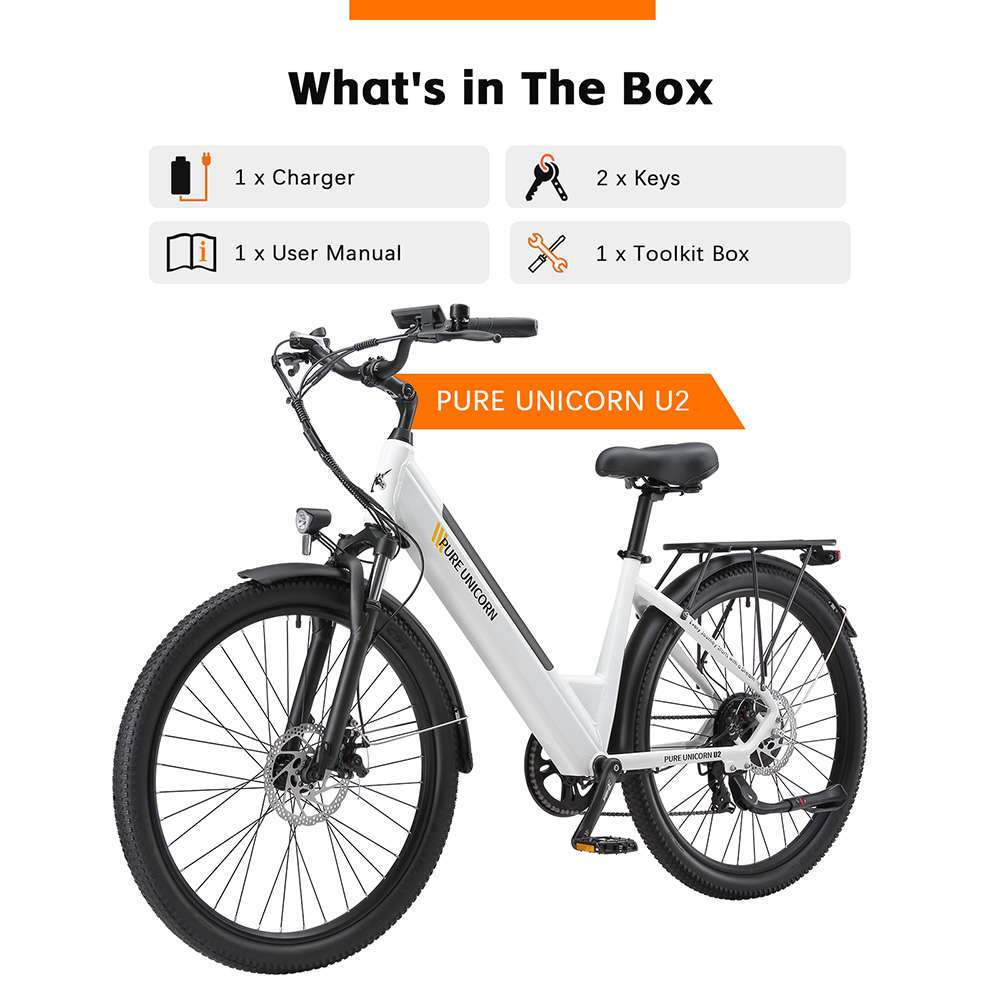 PURE UNICORN U2 Electric Bike 27.5 inch Tires 1000W Motor 48V 12.8Ah Battery Max 45km/h 60km