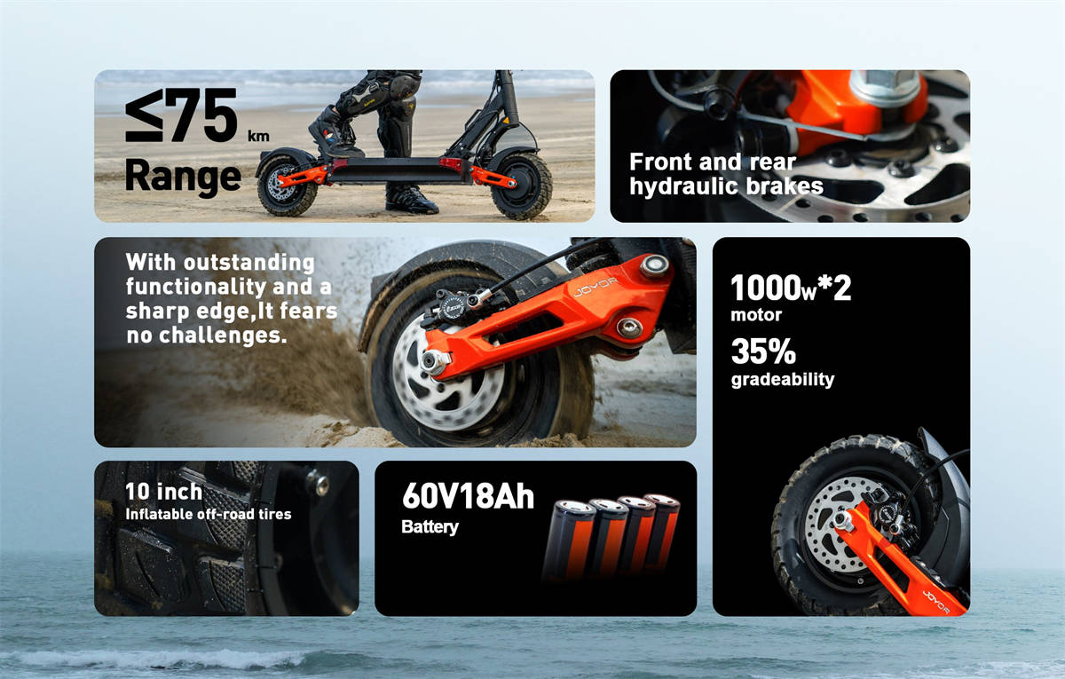 Skuter Elettriku JOYOR T10 Mutur ta' 2000W Batterija ta' 60V18Ah Tajers ta' 10 pulzieri għal kull Terren Veloċità Massima ta' 60km/h 75km