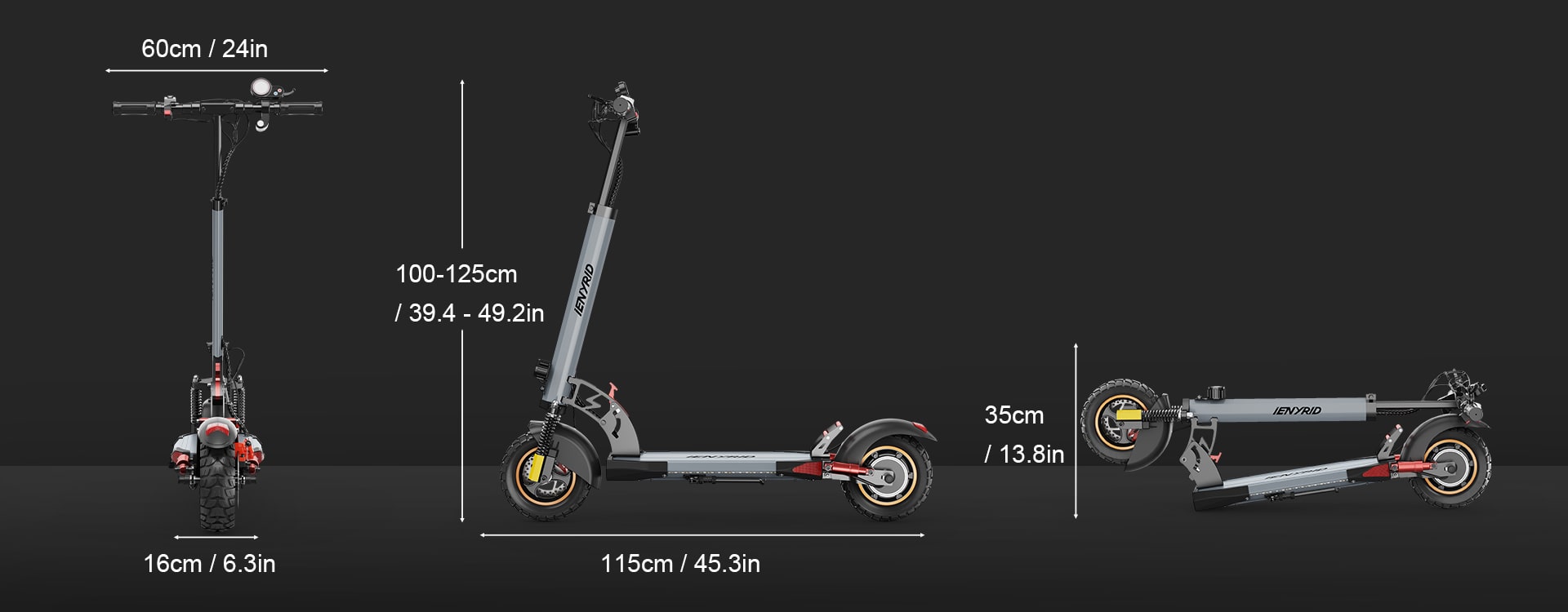 IENYRID A1 Elektroroller 250W 48V 12.5Ah 10 Zoll Reifen 20-30km Reichweite Federstoßdämpfer