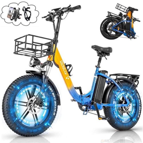 Ridstar MN20 zložljivo električno kolo 20 * 4,0 palca Fat Tire 1000W motor 48V 15Ah baterija Max 48km/h 70km Shimano 7 hitrosti