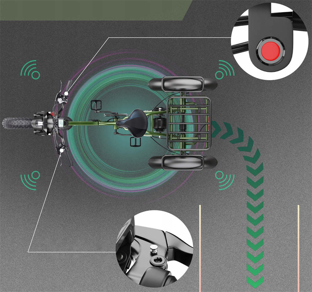 Hidoes HD-ET1 Tricycle électrique avec porte-bagages arrière 750W 48V 20Ah 20*4.0-inch Tire 3 Disc Brake Front Suspension