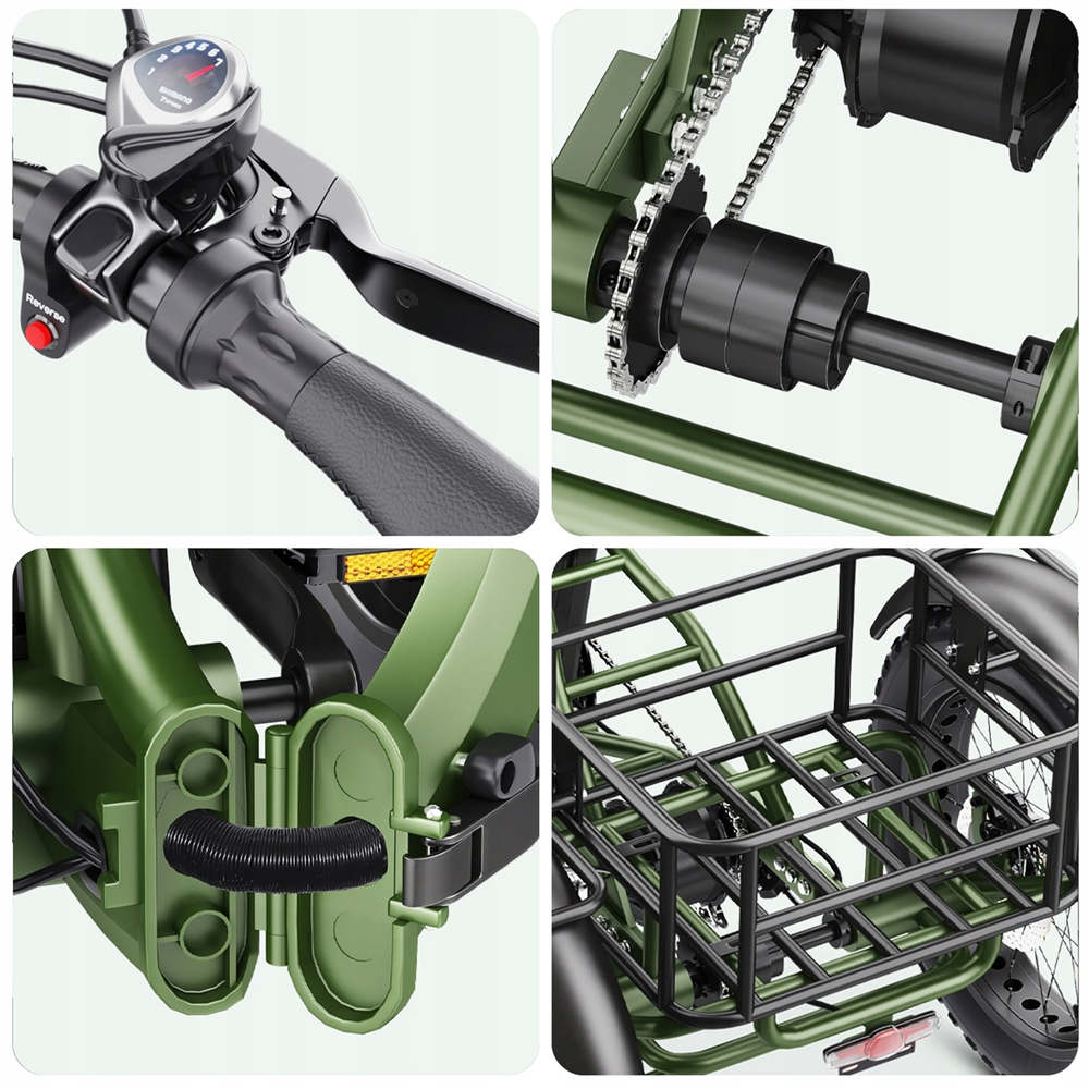 Hidoes HD-ET1 Tricycle électrique avec porte-bagages arrière 750W 48V 20Ah 20*4.0-inch Tire 3 Disc Brake Front Suspension