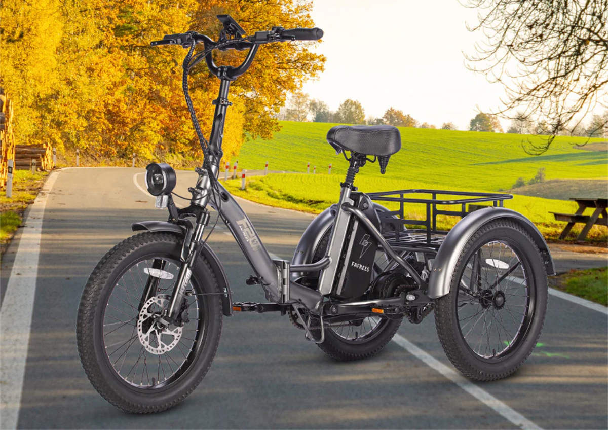 FAFREES F20 Mate Elektrická tříkolka Upgrade verze 48V 23.45Ah baterie 500W 20 palcové pneumatiky 120km se zrcátkem a zadním košem