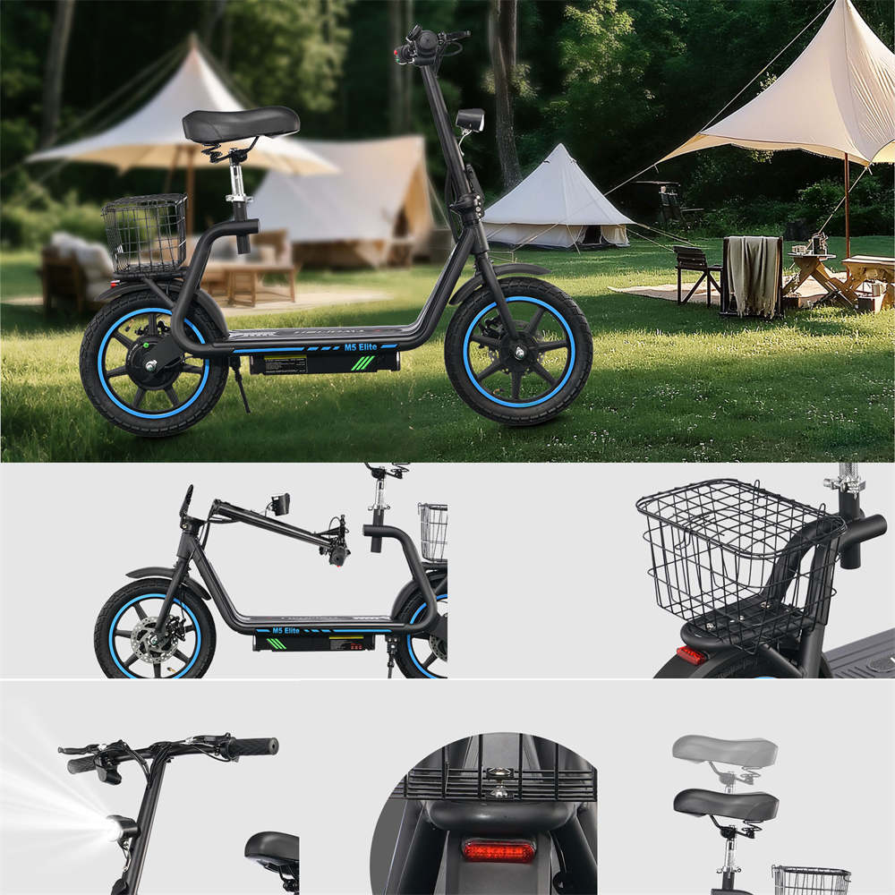 TWOFISH M5 Elite Skladací elektrický skúter 500W 48V 13Ah 14 palcové terénne pneumatiky Max. 40km/h Kotúčová brzda