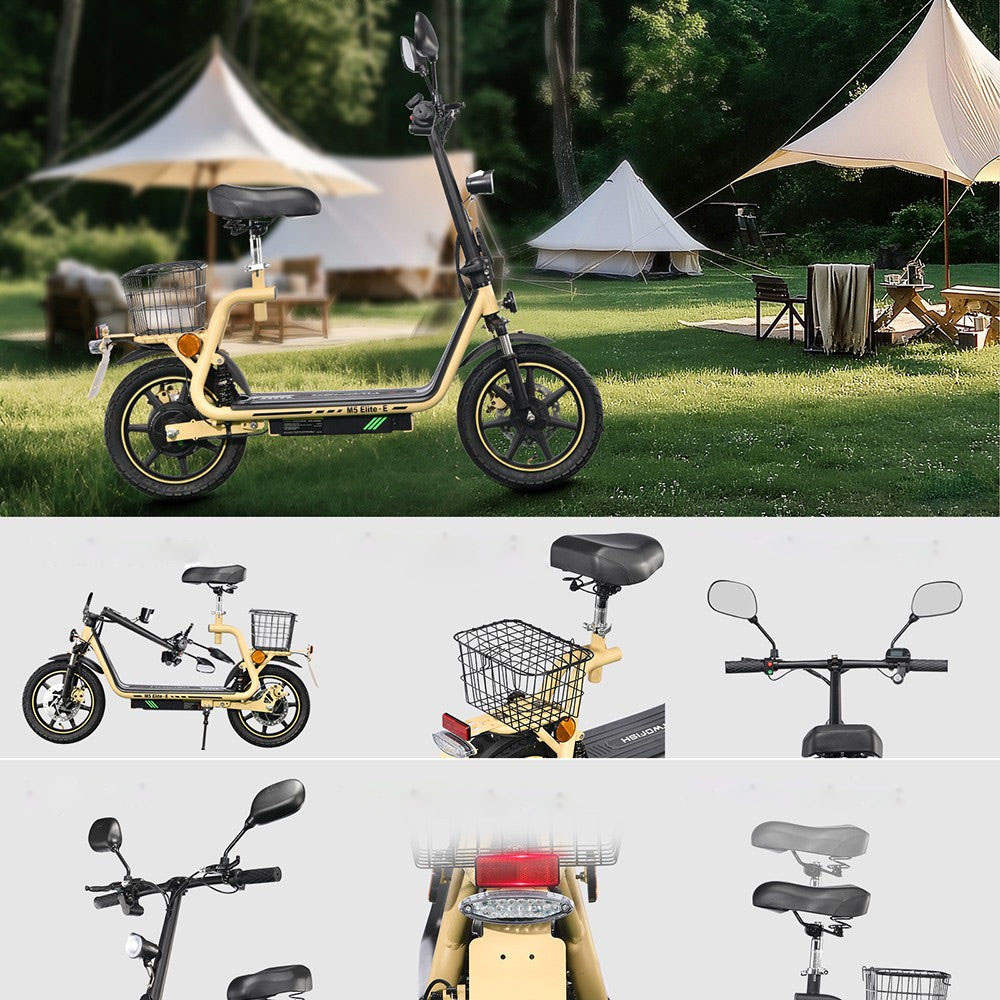 TWOFISH M5 Elite-E Scooter électrique avec siège et panier arrière 500W 13Ah 14 pouces Pneus Max 40km/h Rétroviseur Certification EEC