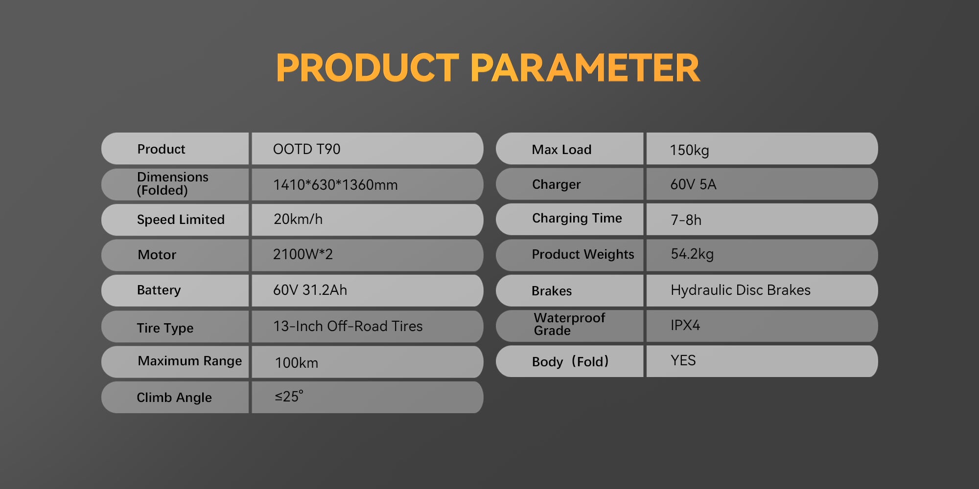 Električni skuter OOTD T90, motor 4200 W, 60 V, 31,2 Ah, baterija, maksimalna brzina 85 km/h, domet 100 km, uljna kočnica, prednji i stražnji ovjes
