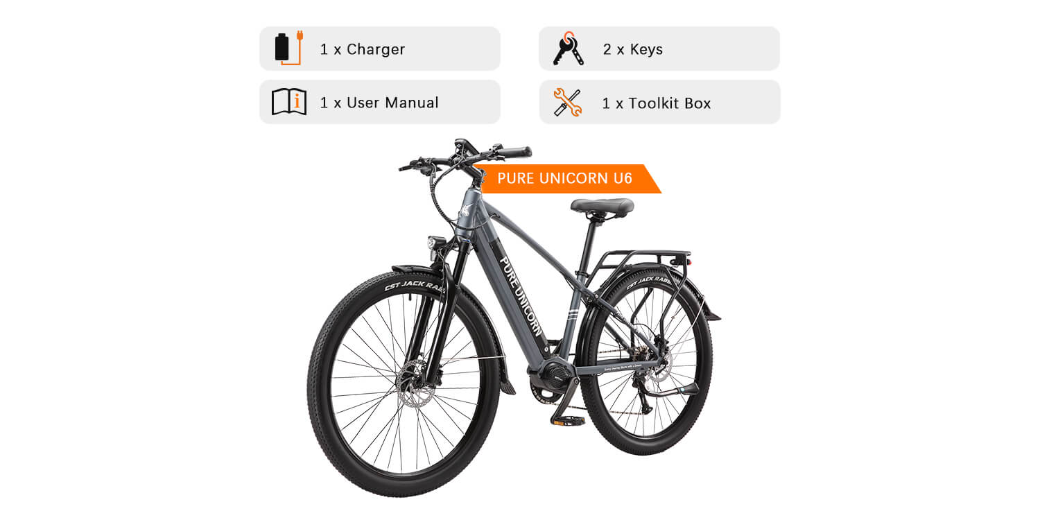 PURE UNICORN U6 Electric Bike 500W 48V 14Ah 29 inch Tire Max 35km/h 70km