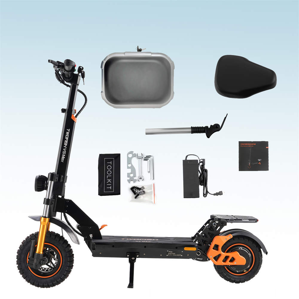 Twofish V5 MAX sklopivi električni skuter 800W 48V 18Ah disk kočnice dvostruki ovjes 45KM/h 45km s odvojivim sjedalom, stražnji prtljažnik