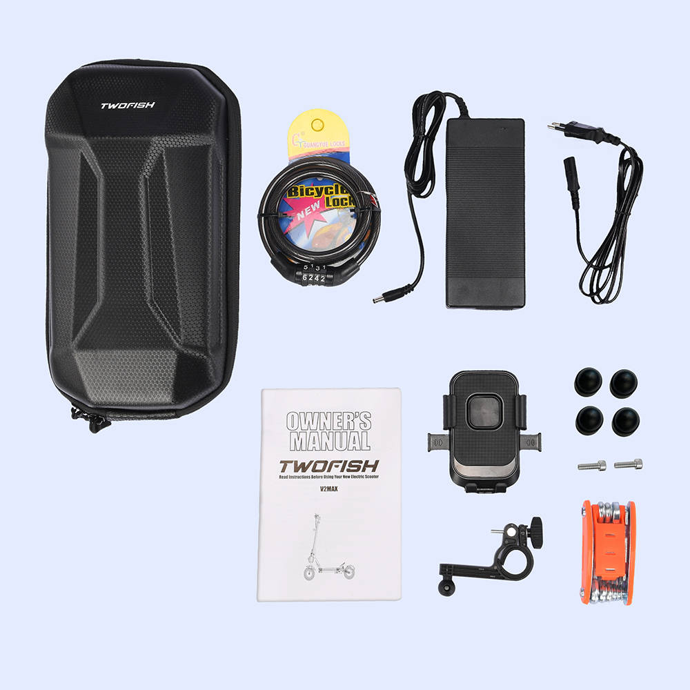 TWOFISH V2 MAX Electric Scooter, 800W Motor, 48V 20Ah Battery, 10 Inch Tires, 50km/h Max Speed, 50km Range, Dual Disc Brake, LCD Display, NFC Unlock